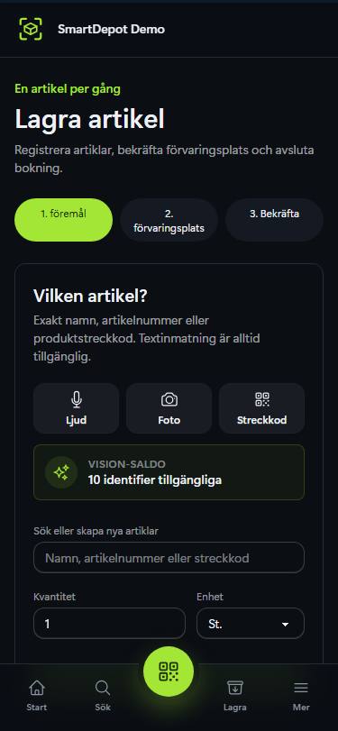 Lagra in – SmartDepot